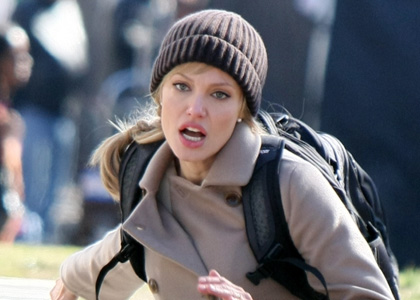 Angelina Jolie On The Set Of 'Salt' In Washington D.C.