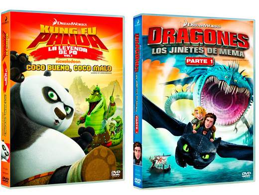Carátulas “Dragones, los Jinetes de Mema Parte 1” y “Kung Fu Panda: La leyenda de Po. Volumen 1”.